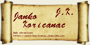 Janko Korićanac vizit kartica